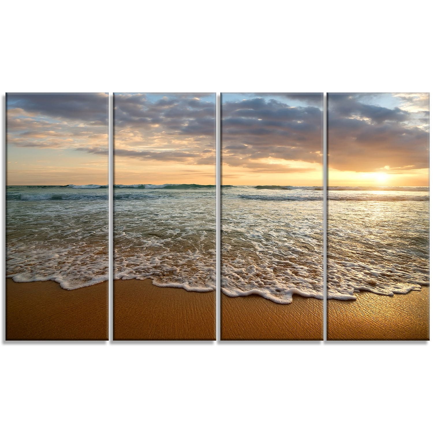Tableau à toile Design Art Paysage marin contemporain Crépuscule brillant nuageux sur mer calme