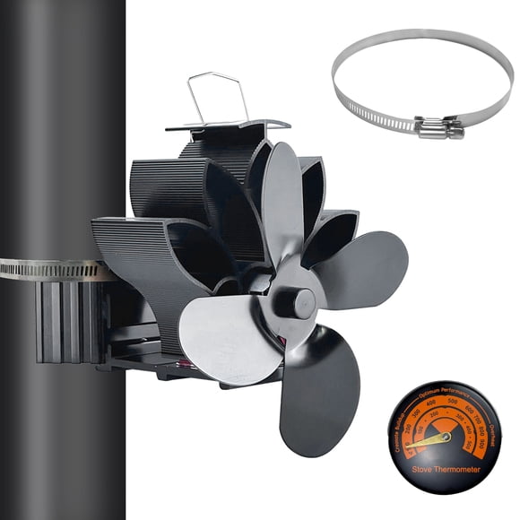 Mistaha Efficient 4-Blade Lotus Flue Pipe Hanging Fireplace Fan for Wood Stoves - Quiet Operation, Energy-saving, Easy Installation - Safe and Durable Design - Aluminum Alloy Construction - Includes