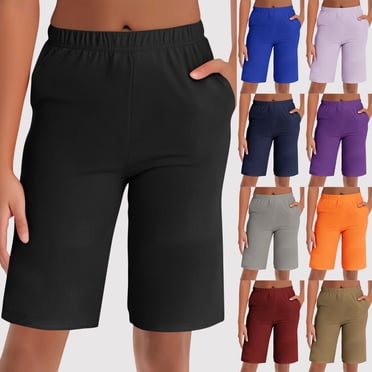QATAINLAV Short Bermuda pour Femme à Taille Haute Élastique en Soie de Lait Doux et Confortable Short de Détente Uni Décontracté Short de Pyjama avec Poches Bordeaux m Ventes Éclair d'Aujourd'hui