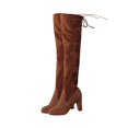 thumbnail image 2 of LSLJS Bottes Cuissardes à Talons Hauts pour Femmes, Bottes d'Hiver Chaudes pour Femmes avec Rivets, Fermeture Éclair, Talons Sabots, Équitation, Aguichant Mi-Mollet, Bottes Hauteur Genou pour Femmes, 2 of 3