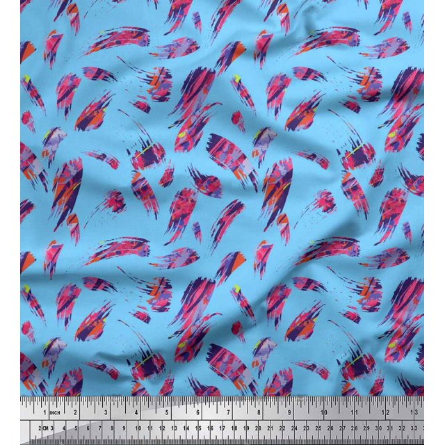 Soimoi Velvet Fabric Brush Stroke Abstract Print Fabric by Yard 58 Inch Wide