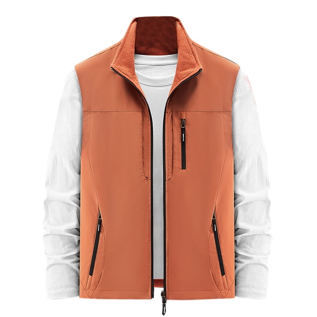 Styesk Jackets for Men Men's Thin Workwear Solid Color Stand Collar Sleeveless Jacket Tank