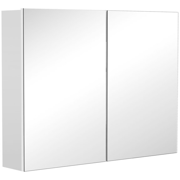 HOMCOM Armoire à Pharmacie Murale avec Miroir Tablette Réglable 2 Portes