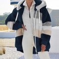 thumbnail image 2 of FAIWAD Women's Full Zip Fuzzy Fleece Hooded Coat Color Block Drawstring Fall Winter Warm Coat with Pockets, 2 of 6