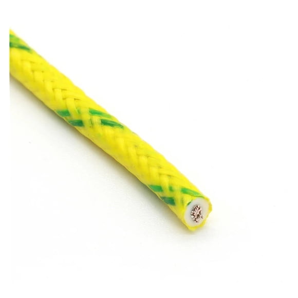 High Temperature Resistant Silicone Wire Copper Cable Fiberglass Braided Insulated 300°C Warm Floor Heat Element Line (Color : Yellow-Green, Size : 5 Meters_Square 1.5MM)