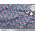 thumbnail image 2 of Soimoi Blue Rayon Fabric Leaves & Floral Print Sewing Fabric Yard 56 Inch Wide, 2 of 6