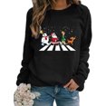 thumbnail image 1 of Innerwin Chandail Col Rond Femmes Hauts Imprimé de Noël Xmas Chandail en Molleton Noir m, 1 of 2