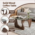 thumbnail image 4 of ClinQ 31.5" Coffee Table for Living Room, Mid Century Modern Center Table with Clear Glass Top and Walnut Wood Base, Transparent/Walnut, 4 of 6