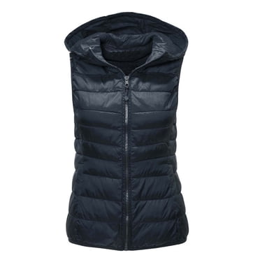 Pisexur Women's Weighted Vest Outdoor Quilted Winter Vest Removable Hooded Puffer Sleeveless Jacket Padded Outerwear Vest for Golfing Hiking