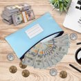 thumbnail image 3 of 11x6 Inch Money Bags with Zipper, 2Pcs PU Leather Cash Deposit Bank Pouch Envelopes Check Wallet for Coin Cosmetics Invioce Bill, Sky Blue, 3 of 6