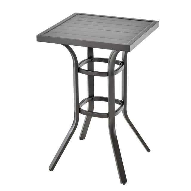 Costway Table de Bar de Patio de 24 Pouces avec Plateau en Aluminium et Patins de Pieds Ajustables pour Balcon