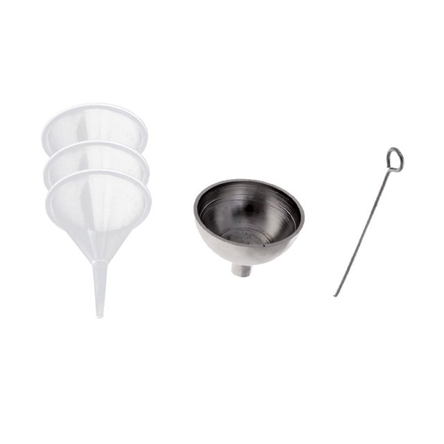 jifeng 4 Packs Plastic & Stainless Steel Mini Funnels for Bottle Filling Urn Liquid