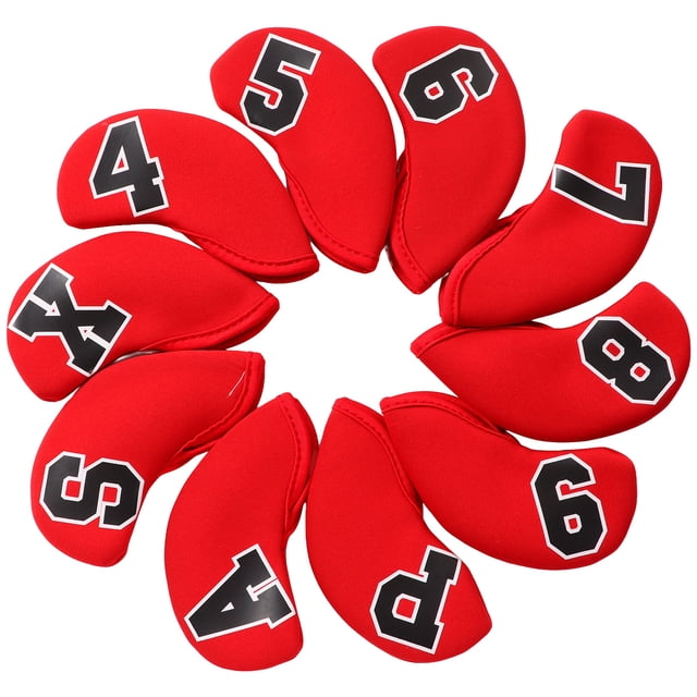 Iron Club Head Cover Set, Durable Number Iron Headcover For Protecting Club Red