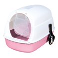 thumbnail image 3 of Hooded Cat Enclosed Cat Toilet Reusable Removable Cat Litter Tray Pink, 3 of 8
