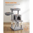 thumbnail image 3 of Cat Tree Small Cat Tower with Widened Perch for Large Cats Indoor Kittens cm MultiLevel Cat Condo Scratching Posts and Ramp Door Cat Cave Cat Basket Light UPCTW, 3 of 9