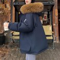 thumbnail image 4 of Lovzfmll Women's Velvet Coat, Fall Winter Thickened Raglan Sleeves Long Sleeve Style Navy, S, 4 of 4