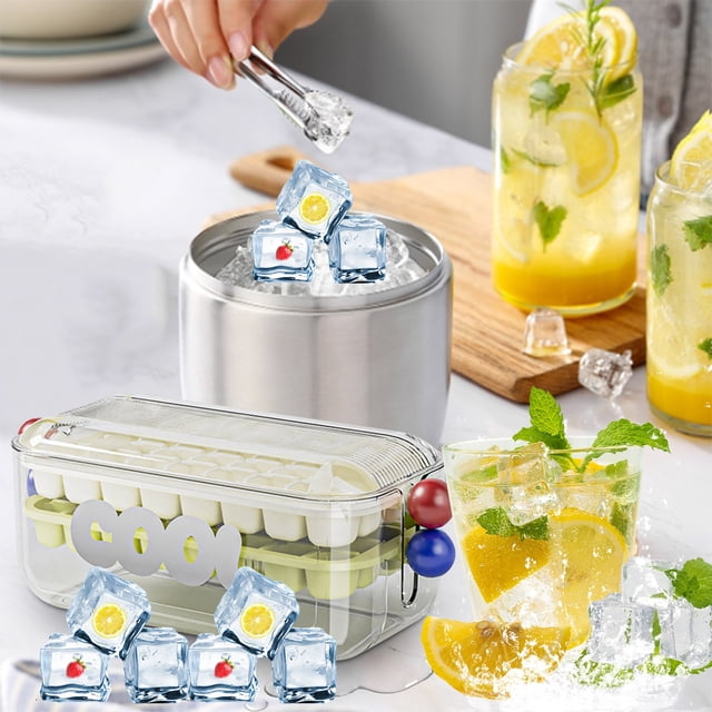 RKSTN Ice Cubes and Ice Grids 64 Press Ice Box Household Ice Maker Ice Storage Press Ice Box