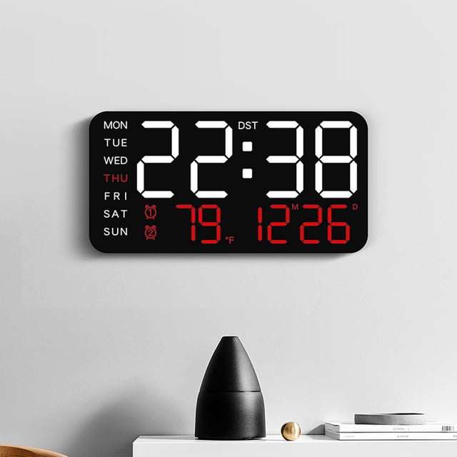 sdhkgrrt under $5 LED Digital Clock, Large Digital Alarm Clock,LED Display Clock with Temperature,Date Time Alarm Clock,Electric Battery Dual Power,Modern Bedroom Office Clock