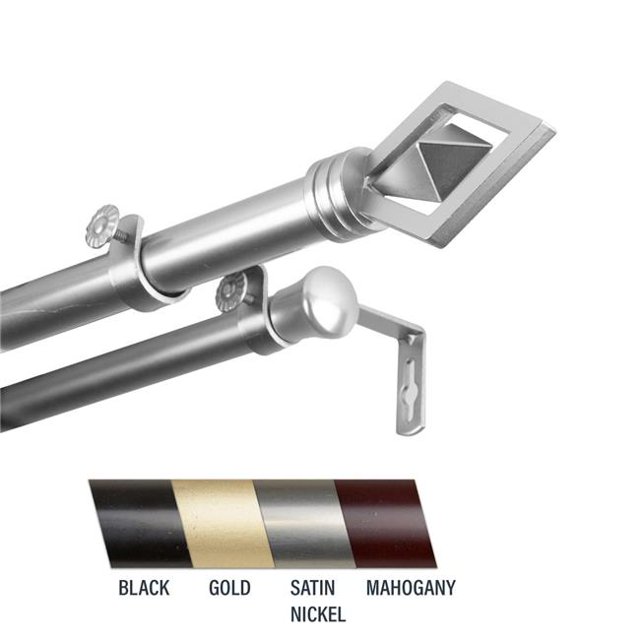 Central Design 100-69-665-D Lance Tringle à Rideaux Double 1 Po, 66-120 Po - Nickel Satiné