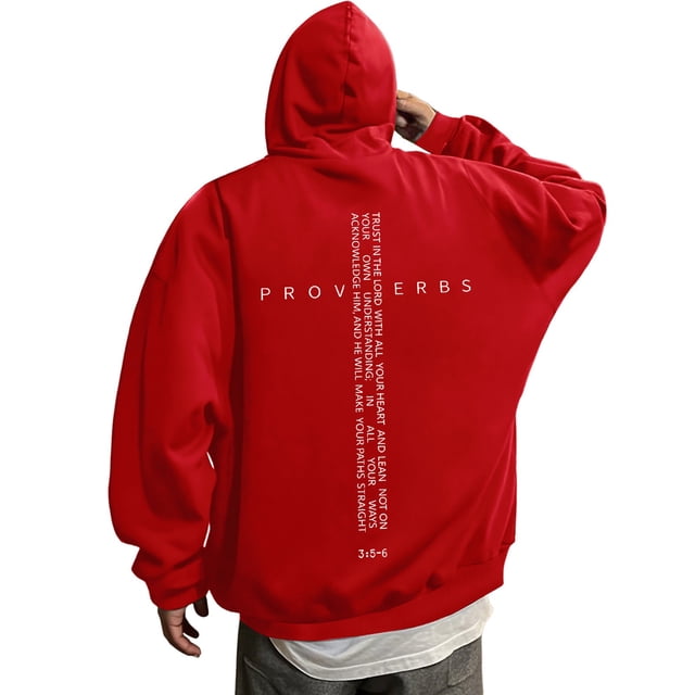 Chandail à Capuchon Rétro pour Hommes avec Verset Graphique, Tenue Décontractée Inspirante pour Croyants, Chandail Confortable à Enfiler
