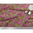thumbnail image 2 of Soimoi Tissu en Poly Georgette Imprimé Floral Feuilles & Azalée au Mètre 52 Pouces de Large, 2 of 3