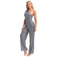 thumbnail image 1 of Xnihocha Combinaison une Pièce Sans Manches pour Femme, Robe de Soirée à une Épaule, Justaucorps à Paillettes, Robe de Soirée Gris 3TG, 1 of 7