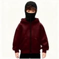 thumbnail image 2 of RXMEKW Cardigan d'Hiver à Fermeture Éclair avec Capuchon pour Filles, Veste Décontractée à Manches Longues avec Poches, Polyester, 2 of 5