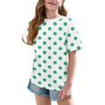 thumbnail image 3 of T-Shirts à Manches Courtes à Col Rond pour Filles Haut Tee Enfants Coton Rayé Imprimé T-Shirt Ample Vert 8-9 Ans, 3 of 8