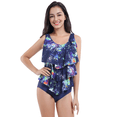 thumbnail image 1 of BIMEI One Piece Mastectomy Swimwear Pocketed Swimsuit Ruffle Bathing Suit 956,Blue,4XL, 1 of 8
