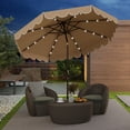 thumbnail image 4 of Gymax 9.3 FT Solar Patio Umbrella w/ 32 LED Lights & Vented Top & Ruffles Coffee, 4 of 10