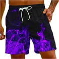 thumbnail image 1 of Penkiiy Shorts de Carnaval, Shorts de Basketball pour Hommes Décontractés d'Entraînement Athlétiques, Shorts en Maille à Imprimé Graphique de Flammes, Short de Course L Violet, 1 of 9