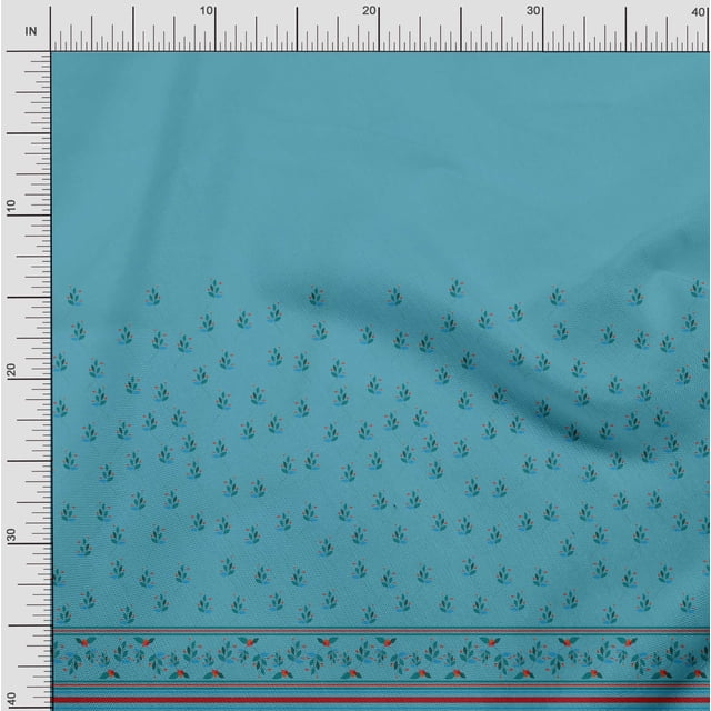 Soimoi Rayon Fabric Stripe,Leaves & Berries Panel Print Sewing Fabric Yard 42 Inch Wide