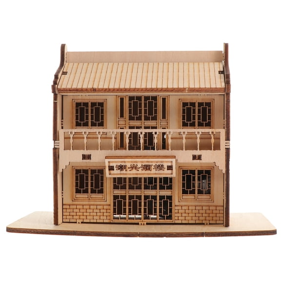 MasteelfCA 1 Set of Wood Model Assembly Toys 3D Restaurant Puzzle Toy DIY Public House Models