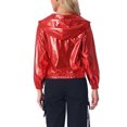 thumbnail image 3 of INSPIRE CHIC Women's Jacket Shiny Long Sleeve Lightweight Zipper Hooded Metallic Jacket S Red, 3 of 6