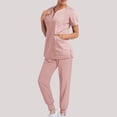 thumbnail image 1 of DPTALR Women Solid Color Loose Pants Multiple Pocket Caregiver Nursing Uniform Short Sleeve Zipper V-Neck Set, 1 of 6