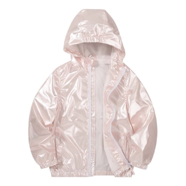 MIASHUI Lightweight Girls Rain Jacket Windbreaker with Hood for Outdoor Activities and School Light Pink,8