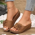thumbnail image 2 of Orthopedic Platform Sandals for Women 2025 Boho Beach Flower Wedge Dress Slip on with Arch Support, 2 of 5