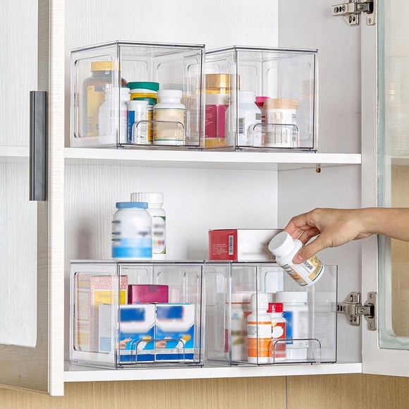 Clear Acrylic Stackable Drawer Storage System for Organized Home Vanity Cabinet and Countertop Spaces