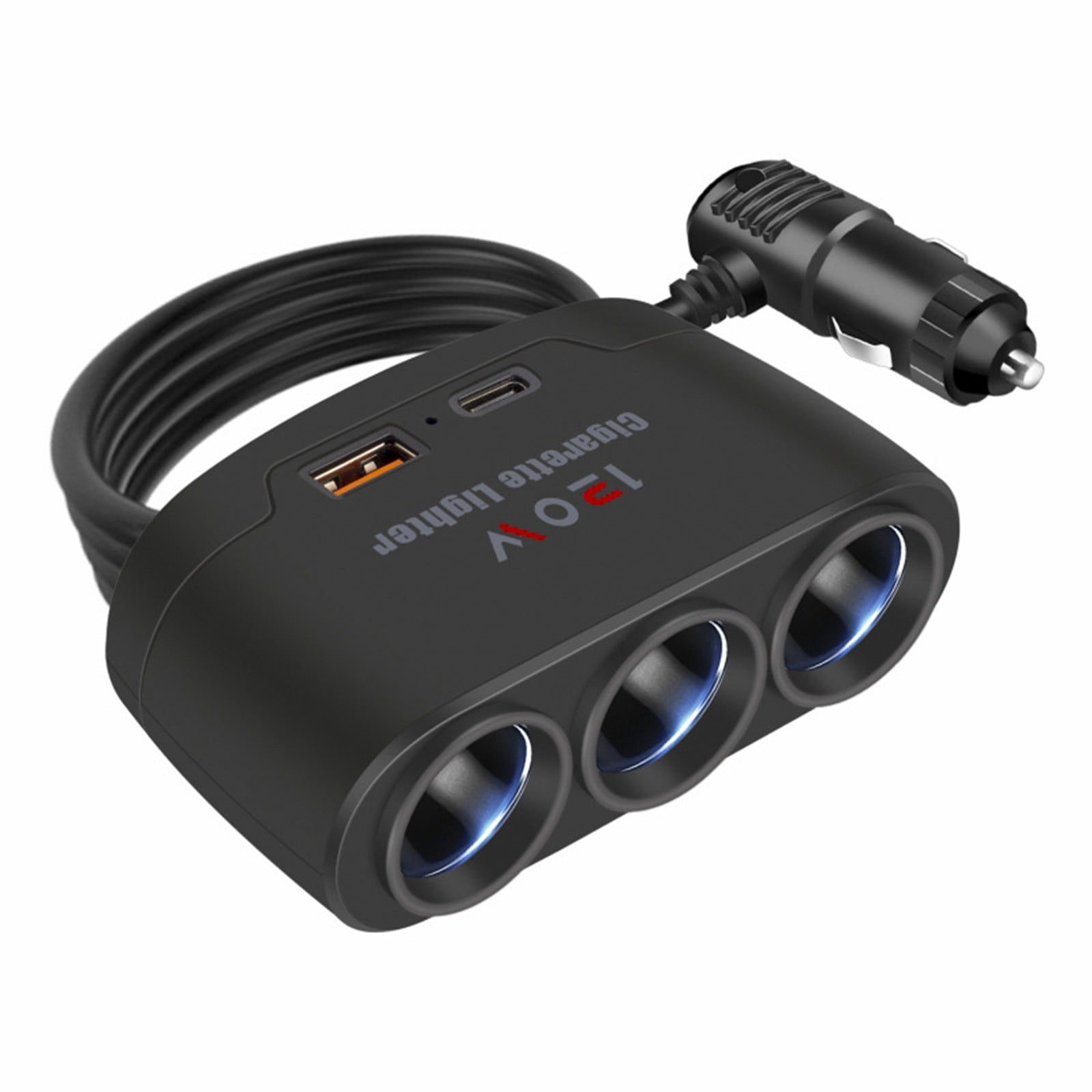 Cigarette Lighter Splitter,120w Car Charger Adapter with Usb & Pd3.1,Multi Port Power Plug for 12v- 24v Vehicles,Cigarette Lighter Splitter and Ports,Socket Car Charger Adapter
