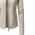thumbnail image 3 of IROINID Blouson Bomber Court pour Femme à Col Montant, Couleur Unie, Veste à Manches Longues avec Poche, Blanc, 3 of 4