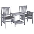 thumbnail image 1 of vidaXL Garden Chairs with Tea Table and Cushions Solid Acacia Wood, 1 of 5