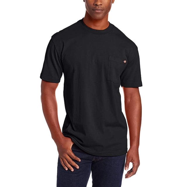 Dickies Mens Short Sleeve Heavyweight Crew Neck, 6X, Black