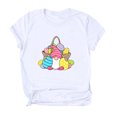thumbnail image 1 of RKSTN Hauts pour Femmes 2024 Mode Pâques Mignon Lapin Imprimé Col Rond Hauts Coupe Ample Manches Courtes Blouse Unie Hauts, 1 of 6