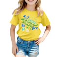 thumbnail image 4 of PMVFHDE Tenue de Pâques Fille T-Shirt Graphique de Pâques / Imprimé Lapin et Oeuf Manches Courtes Col Rond / T-Shirt de Fête en Coton Doux pour Tout-Petit / Tenue Décontractée Printemps Été Jaune,10-11 Ans, 4 of 4
