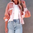 thumbnail image 4 of CEHVOM Mode Femmes Décontracté Col Rabattu Manches Longues Ample Sans Capuche Manteau T-Shirt Blouse Hauts Liquidation, 4 of 8