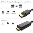 thumbnail image 2 of DisplayPort to HDMI 6 Feet Gold-Plated Cable, Avacon Display Port to HDMI Adapter Male to Male Black ,3 Pack, 2 of 5