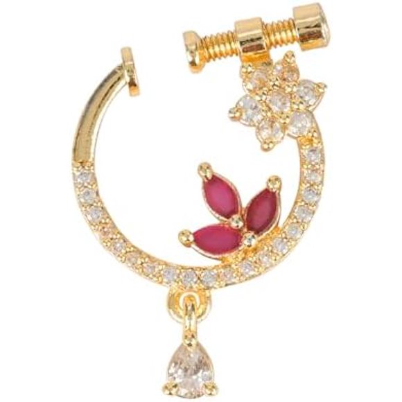 Traditional Ethnic Nose Ring/Nath Without Piercing for Women