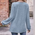 thumbnail image 4 of IROINNID Rabais T-shirt à Manches Longues en Polyester pour Femmes Chemises en Coton pour Femmes Décontracté Uni Col Rond T-shirt Ample Haut, Bleu Clair, 4 of 6