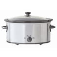 thumbnail image 1 of Mainstays 6 Quart Oval Slow Cooker, Stainless Steel Finish, Glass Lid, 1 of 9