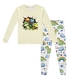 thumbnail image 2 of Pyjama pour Garçons, Enfants, Dinosaure Imprimé, Col Rond, Haut à Manches Longues, Pantalon, Ensemble de Pyjama 2 Pcs, Printemps Automne, Pyjama pour Enfants, Beige, 6 Ans-7 Ans, 2 of 5
